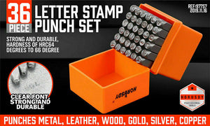 Number & Letter Stamp Punch Set | 36-Piece | 6mm | For Metal, Plastic, Wood & Leather