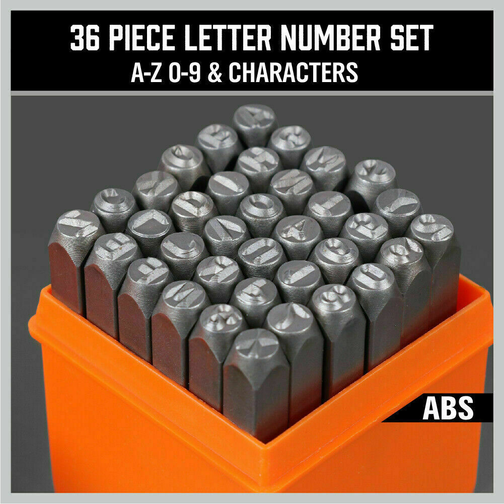 Number & Letter Stamp Punch Set | 36-Piece | 6mm | For Metal, Plastic, Wood & Leather