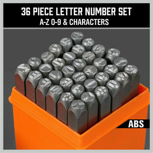 Number & Letter Stamp Punch Set | 36-Piece | 6mm | For Metal, Plastic, Wood & Leather
