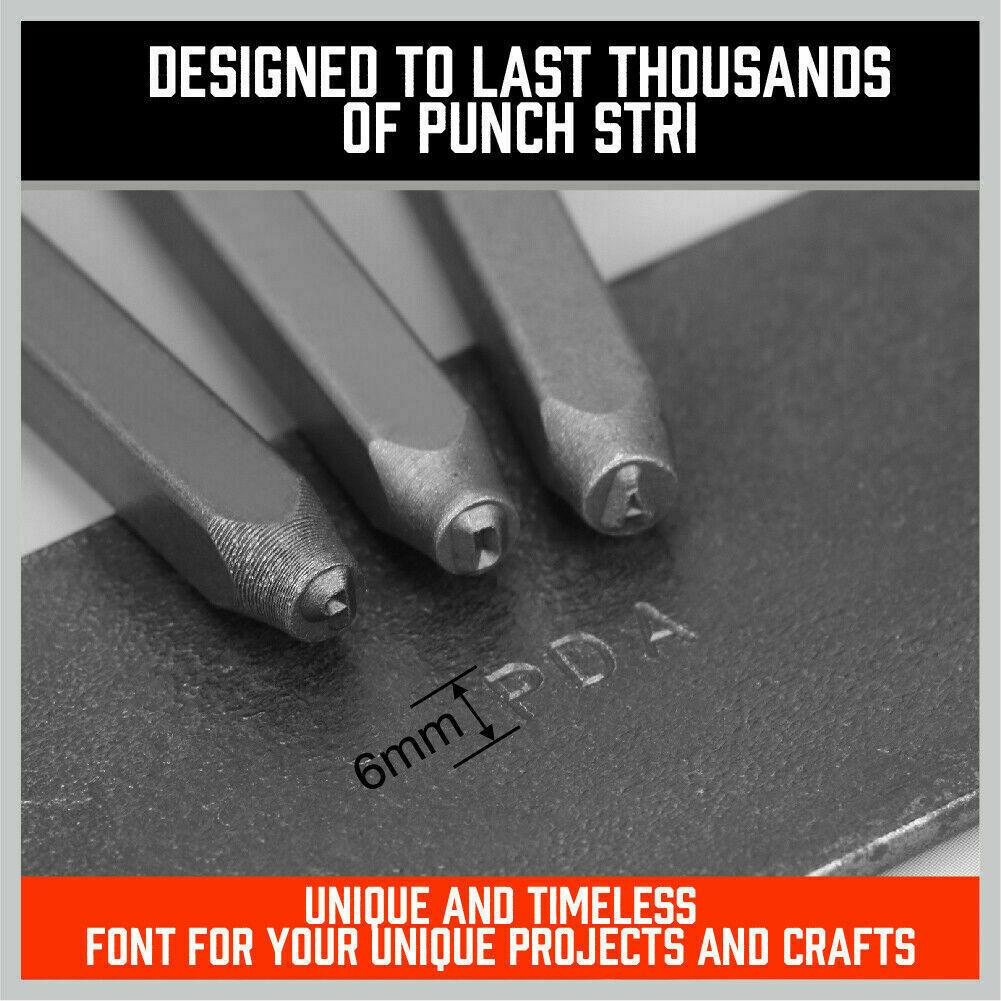 Number & Letter Stamp Punch Set | 36-Piece | 6mm | For Metal, Plastic, Wood & Leather