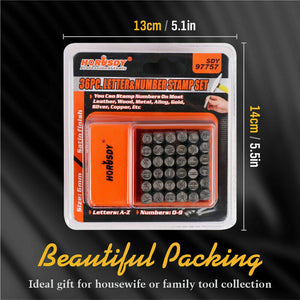 Number & Letter Stamp Punch Set | 36-Piece | 6mm | For Metal, Plastic, Wood & Leather