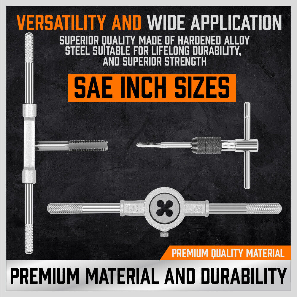Tap and Die Set | 40-Piece | Imperial SAE Screw Thread Drill with Pitch Gauge