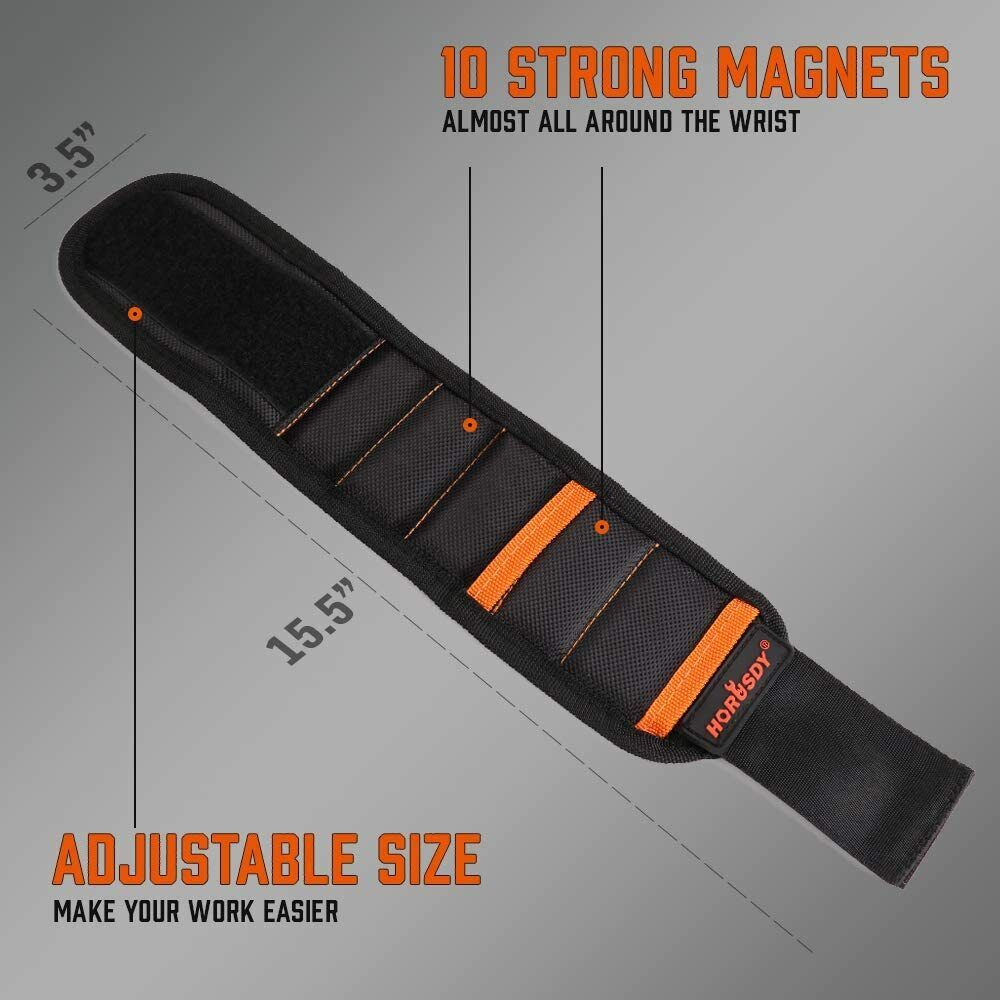 Magnetic Wristband & Universal Socket Grip | 7-19mm Magnetized Screws & Nails Holder
