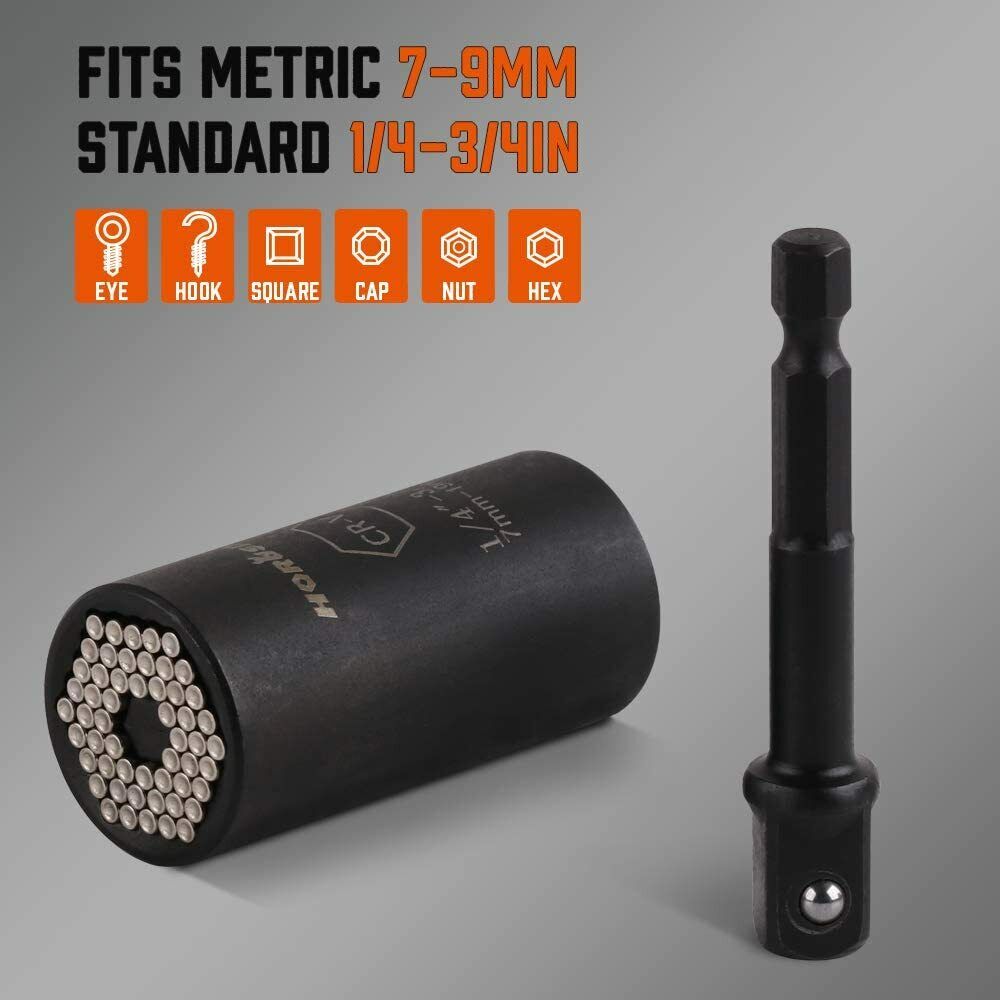 Magnetic Wristband & Universal Socket Grip | 7-19mm Magnetized Screws & Nails Holder