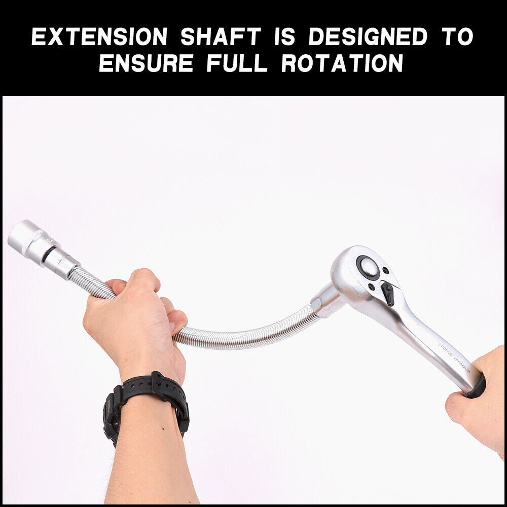 Flexible Socket Extension Bars | 3-Piece Set | 1/2" 1/4" 3/8" Drive | 10" 8" 6" Long
