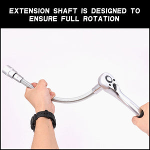 Flexible Socket Extension Bars | 3-Piece Set | 1/2" 1/4" 3/8" Drive | 10" 8" 6" Long