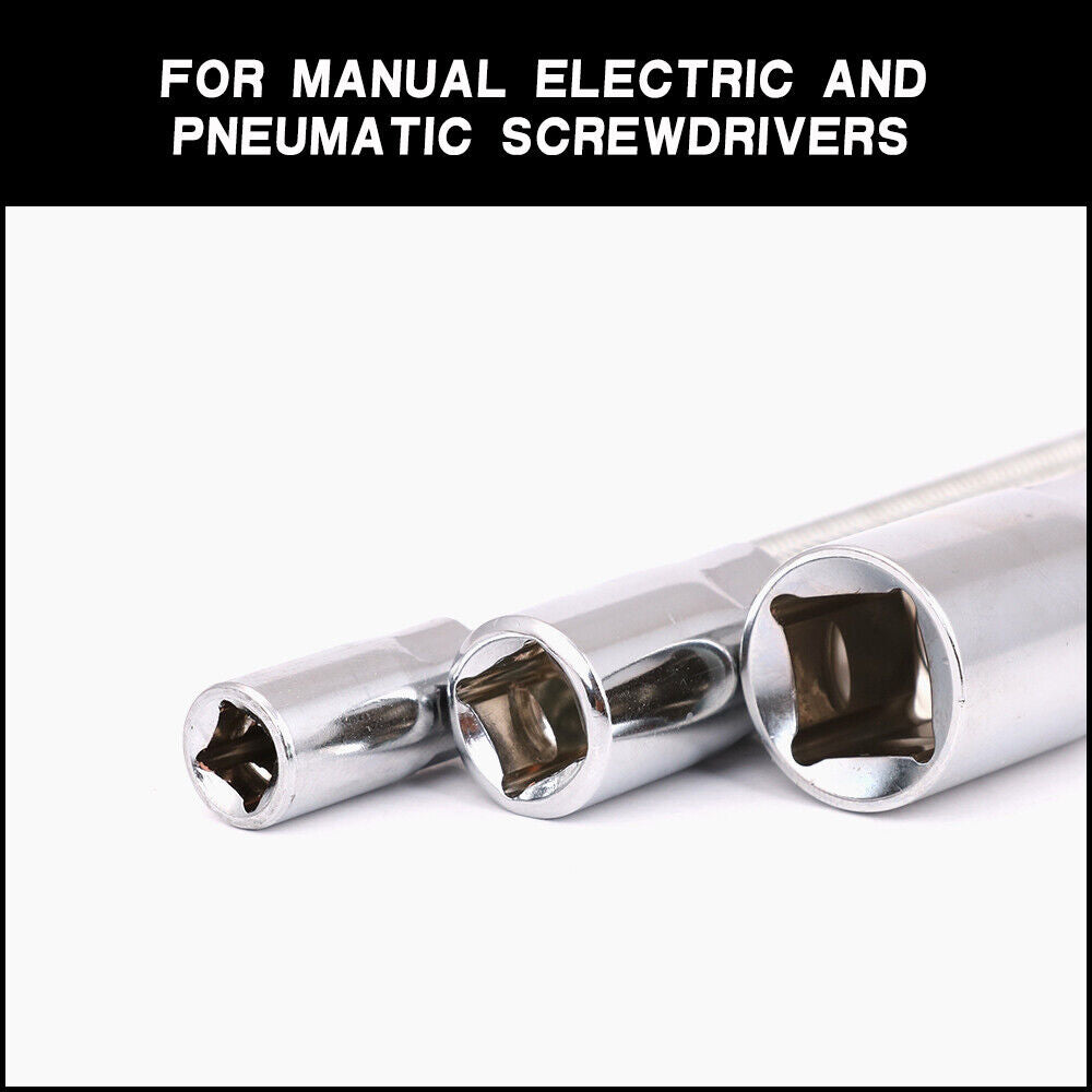 Flexible Socket Extension Bars | 3-Piece Set | 1/2" 1/4" 3/8" Drive | 10" 8" 6" Long