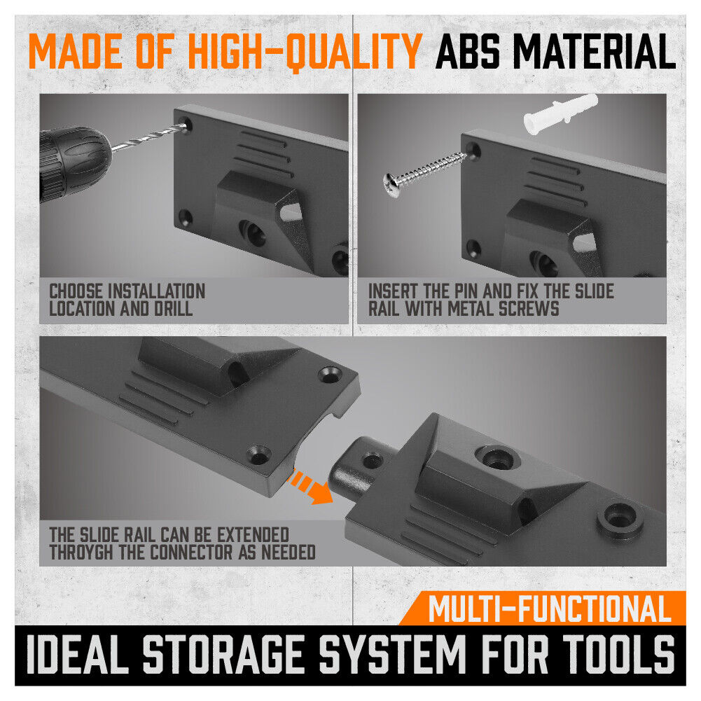 Wall Mount Tool Hanger | 64" Garden Storage Rack | Mop & Broom Holder with Hooks & Pegs