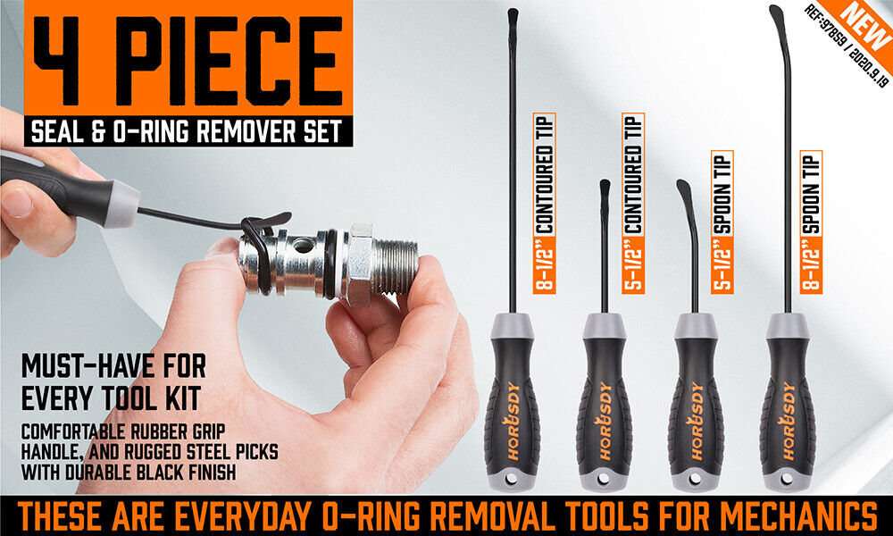 Seal & O-Ring Removal Set | 4-Piece | Spoon Tip Remover | Heavy Grip Handle | Auto Tools