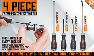 Seal & O-Ring Removal Set | 4-Piece | Spoon Tip Remover | Heavy Grip Handle | Auto Tools