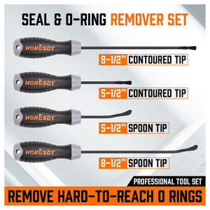 Seal & O-Ring Removal Set | 4-Piece | Spoon Tip Remover | Heavy Grip Handle | Auto Tools