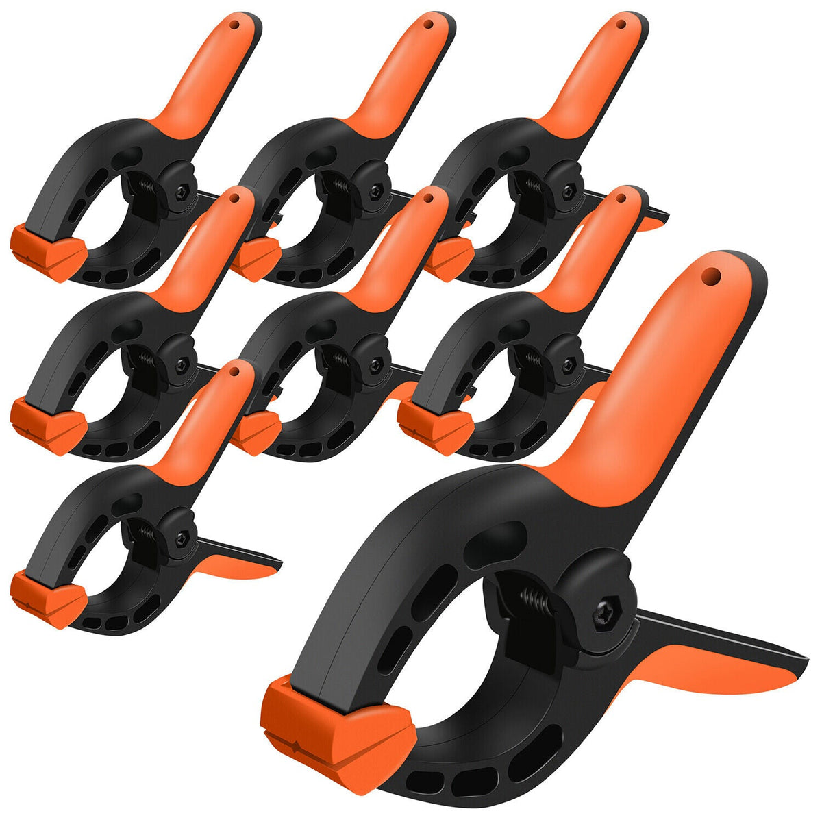 HORUSDY Spring Clamp Set | 8-Piece | Quick Grip Plastic Non-Slip Nylon Clips for Woodworking