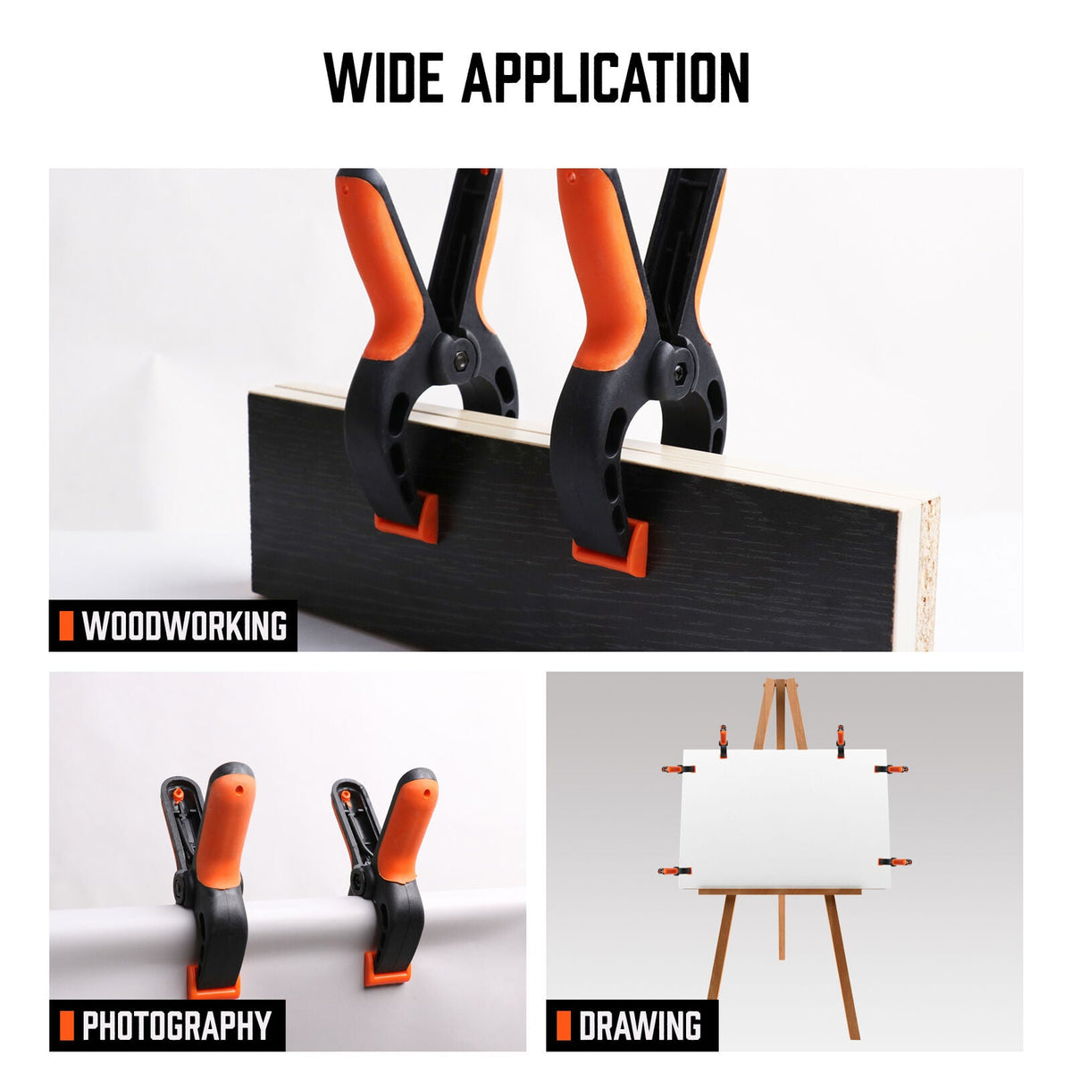 HORUSDY Spring Clamp Set | 8-Piece | Quick Grip Plastic Non-Slip Nylon Clips for Woodworking
