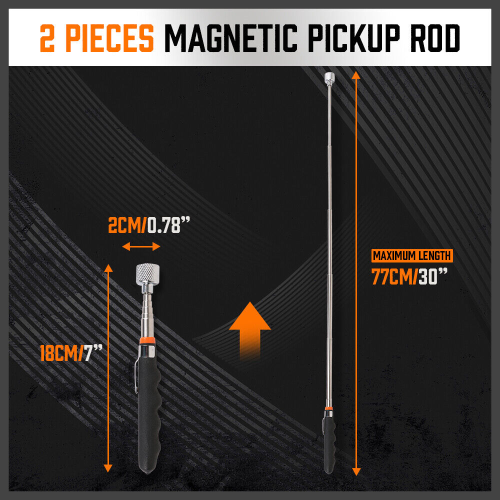 Magnetic Pick-Up Tool Set | 3-Piece | Swivel Inspection Mirror | Telescoping Rod | Heavy Duty