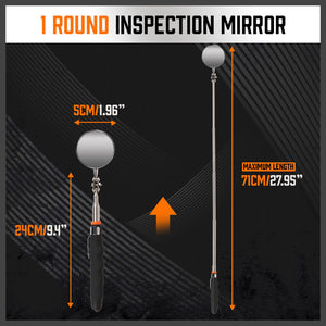 Magnetic Pick-Up Tool Set | 3-Piece | Swivel Inspection Mirror | Telescoping Rod | Heavy Duty