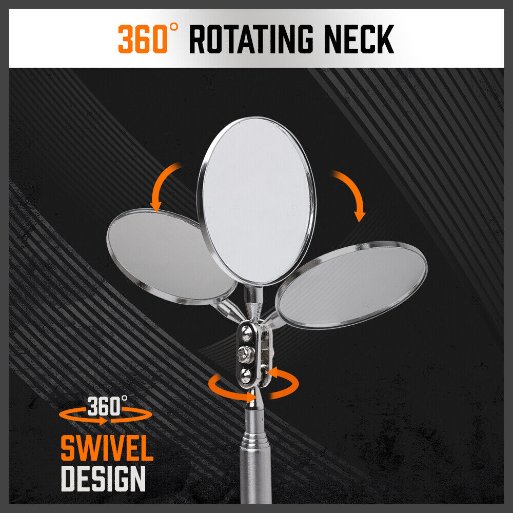 Magnetic Pick-Up Tool Set | 3-Piece | Swivel Inspection Mirror | Telescoping Rod | Heavy Duty
