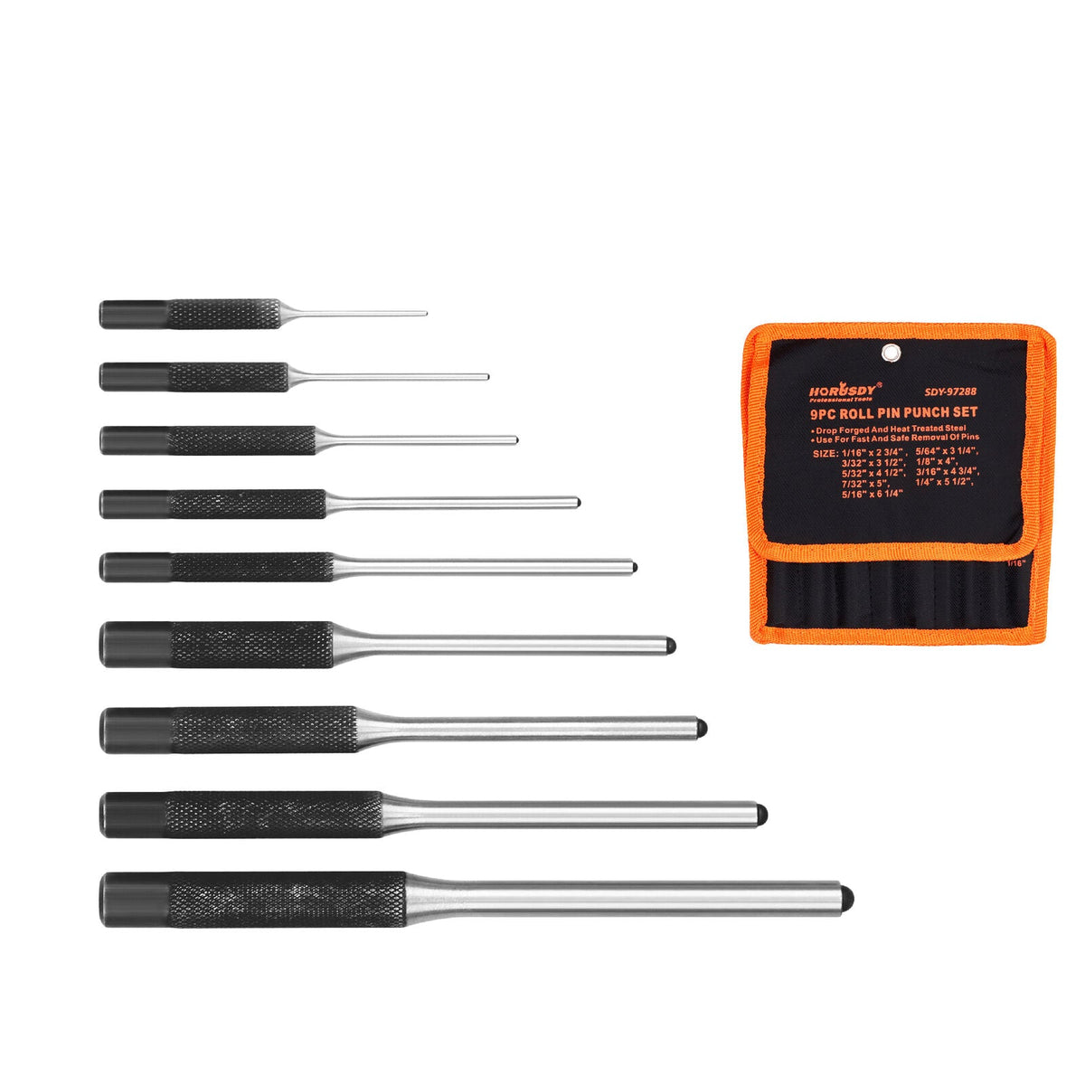 Roll Pin Punch Set | 9-Piece | Bolt Catch Gun Building & Repair Tool | Canvas Pouch Included