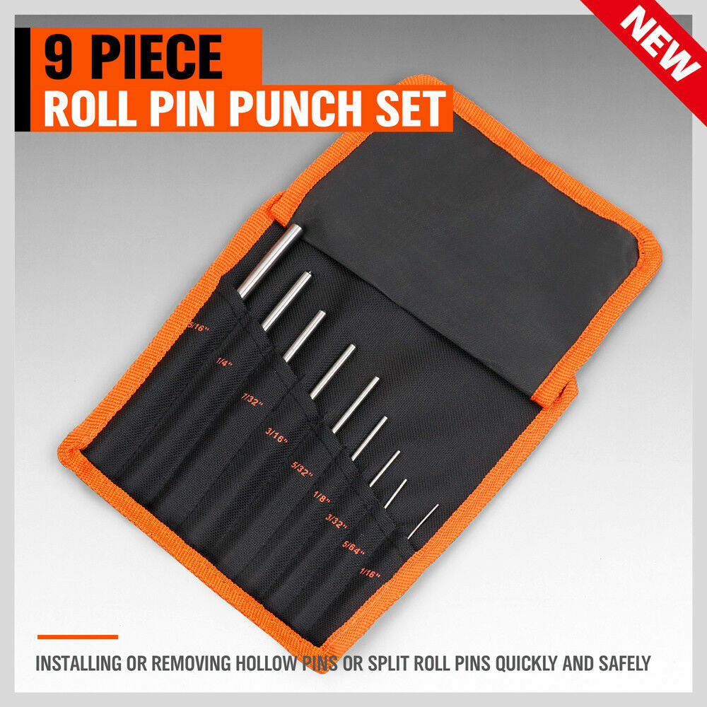 Roll Pin Punch Set | 9-Piece | Bolt Catch Gun Building & Repair Tool | Canvas Pouch Included