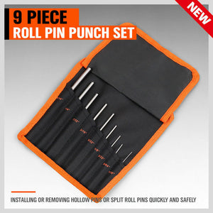 Roll Pin Punch Set | 9-Piece | Bolt Catch Gun Building & Repair Tool | Canvas Pouch Included