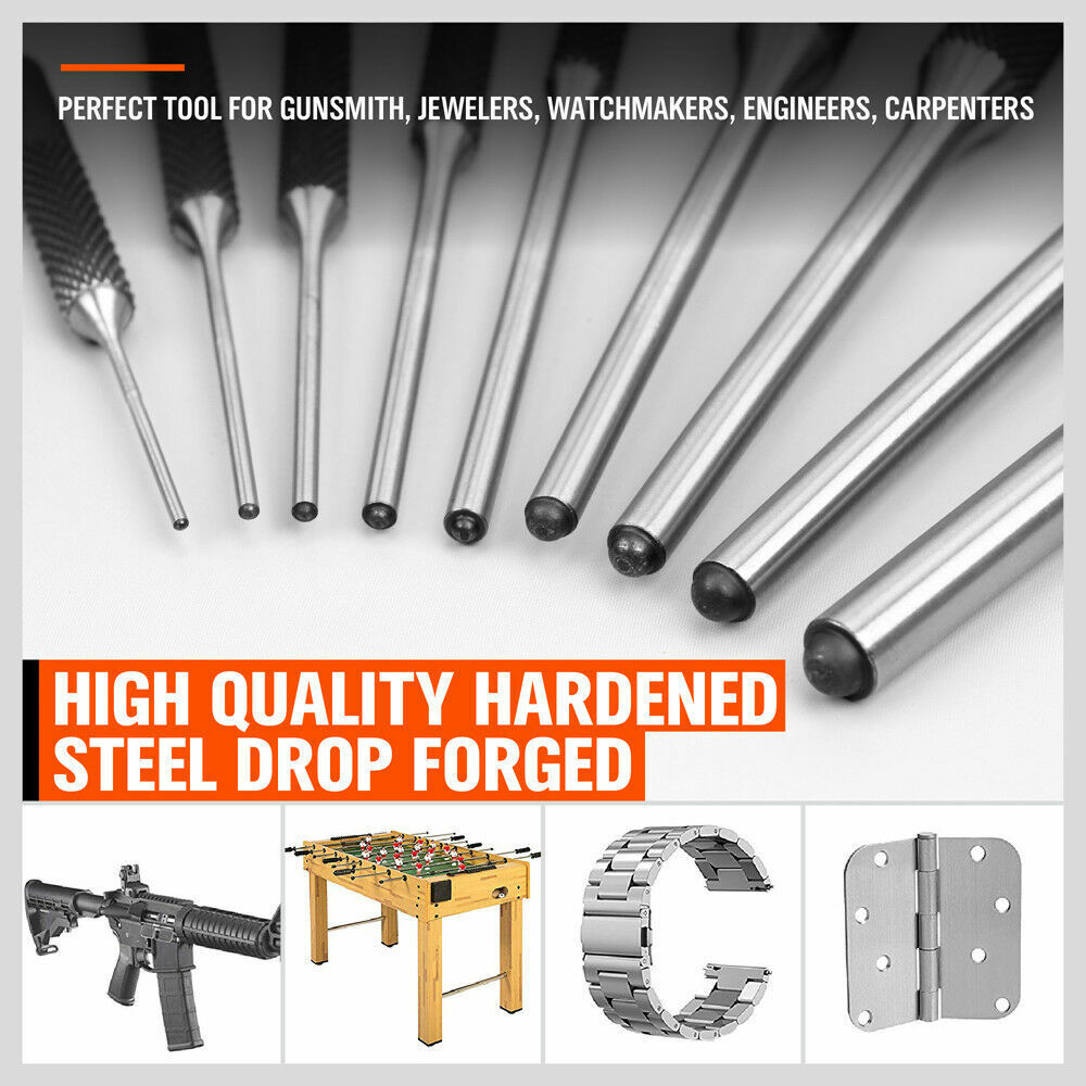 Roll Pin Punch Set | 9-Piece | Bolt Catch Gun Building & Repair Tool | Canvas Pouch Included