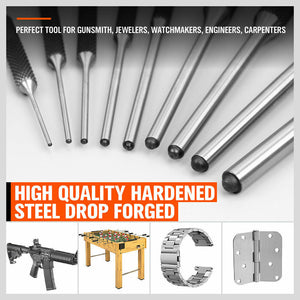 Roll Pin Punch Set | 9-Piece | Bolt Catch Gun Building & Repair Tool | Canvas Pouch Included