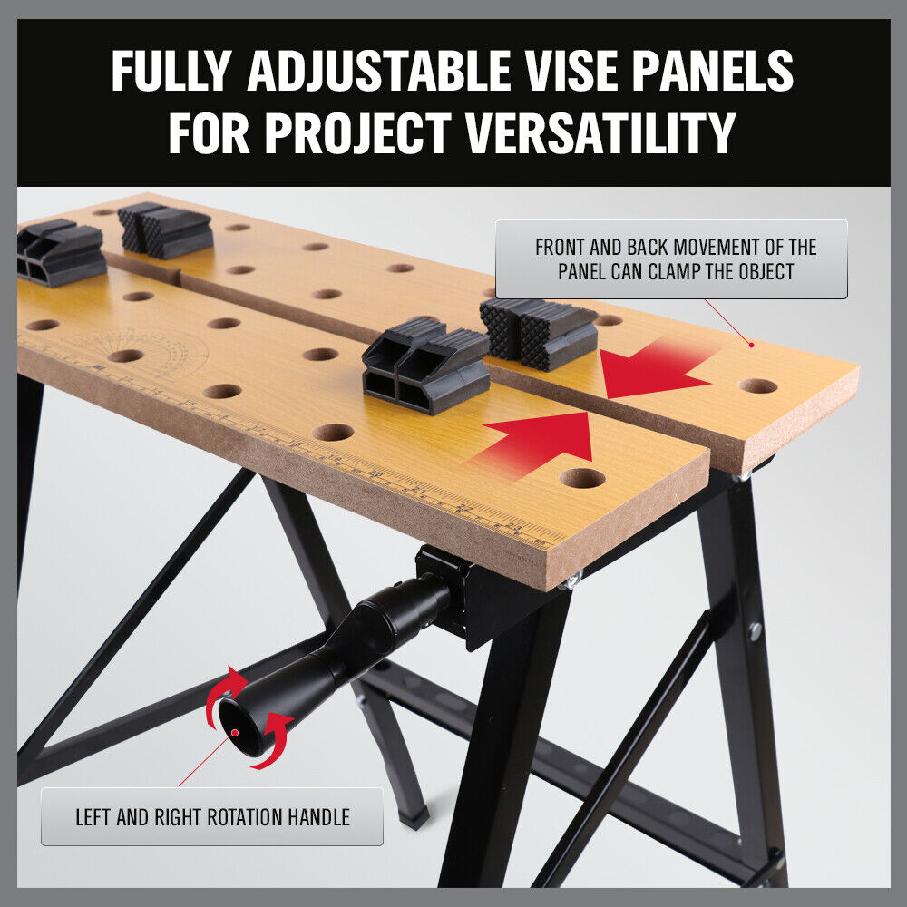 Foldable Work Bench | Mobile Sawhorse | Garage Trestle | Wood Cutting Anti-Slip Table
