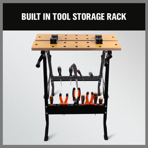 Foldable Work Bench | Mobile Sawhorse | Garage Trestle | Wood Cutting Anti-Slip Table