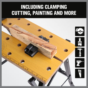 Foldable Work Bench | Mobile Sawhorse | Garage Trestle | Wood Cutting Anti-Slip Table