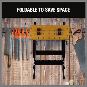 Foldable Work Bench | Mobile Sawhorse | Garage Trestle | Wood Cutting Anti-Slip Table