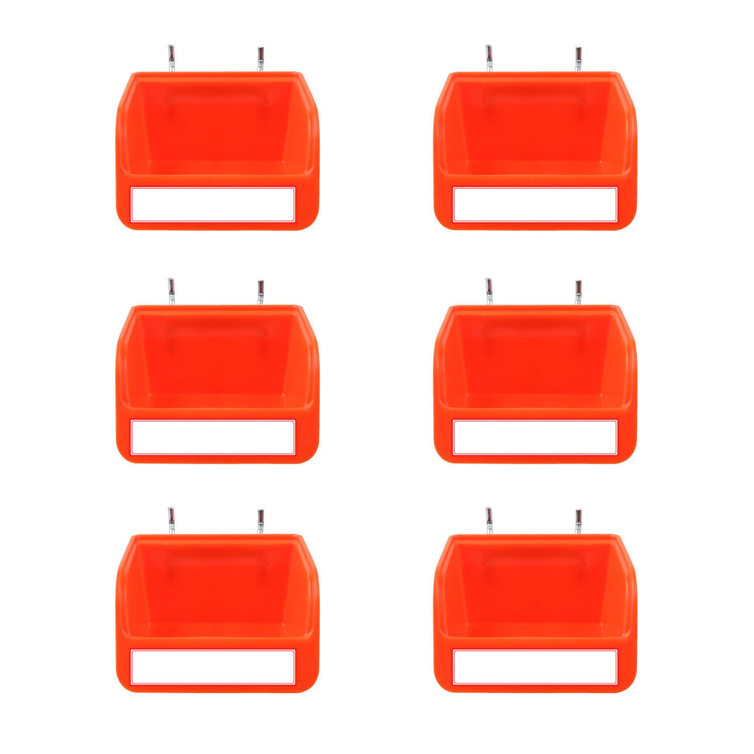 6-Piece Pegboard Bins with Steel Hooks | Peg Board Parts Storage Tray Organizer