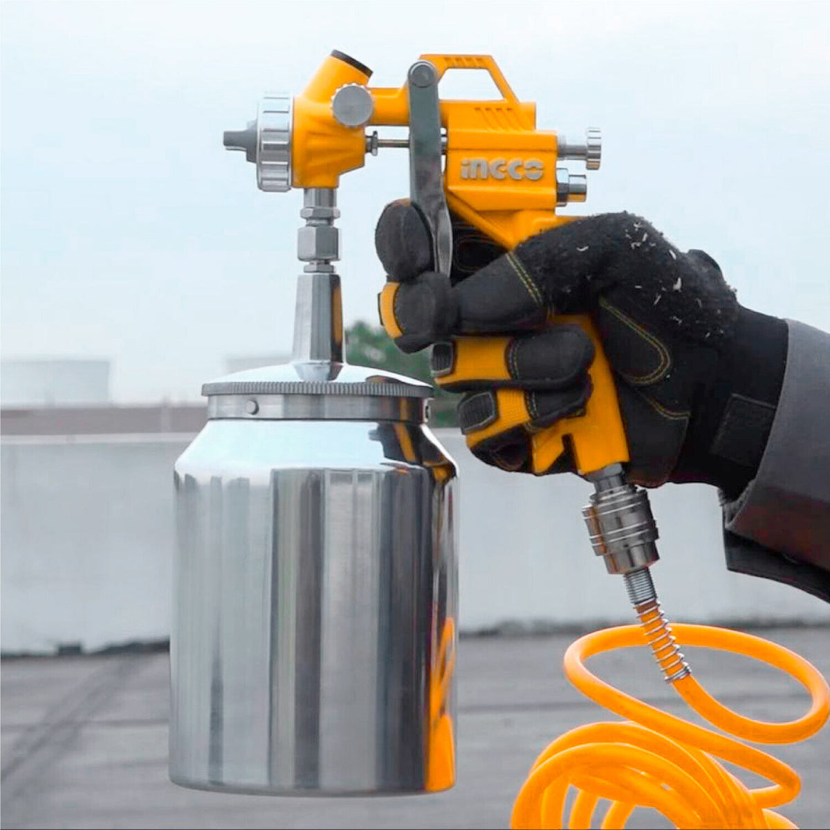 Ingco | 5Pc Compressor Air Tool Set | Paint Sprayer, Air Blower, Tyre Inflating & 5M Hose