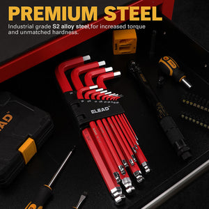 ELEAD 13pc Extra Large Hex Key Set | Long Allen Key Wrench | Ball End SAE 5/64"-3/4