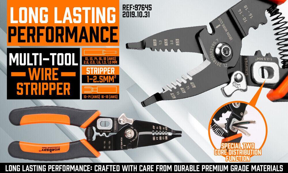 Wire Stripping Tool | 8" Crimping Pliers | Insulated Wire Cutter & Strip Cutter Hand Tool