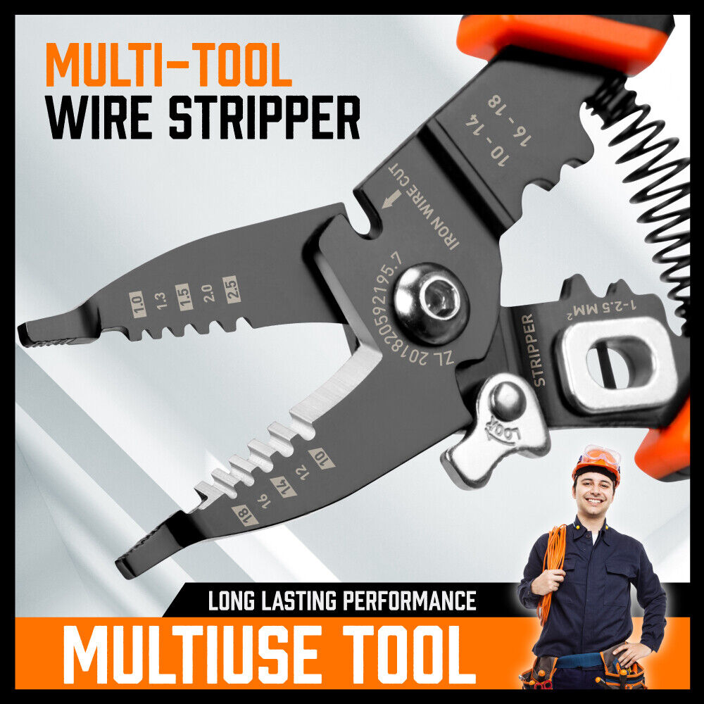 Wire Stripping Tool | 8" Crimping Pliers | Insulated Wire Cutter & Strip Cutter Hand Tool