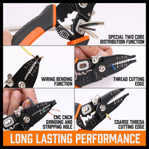Wire Stripping Tool | 8" Crimping Pliers | Insulated Wire Cutter & Strip Cutter Hand Tool