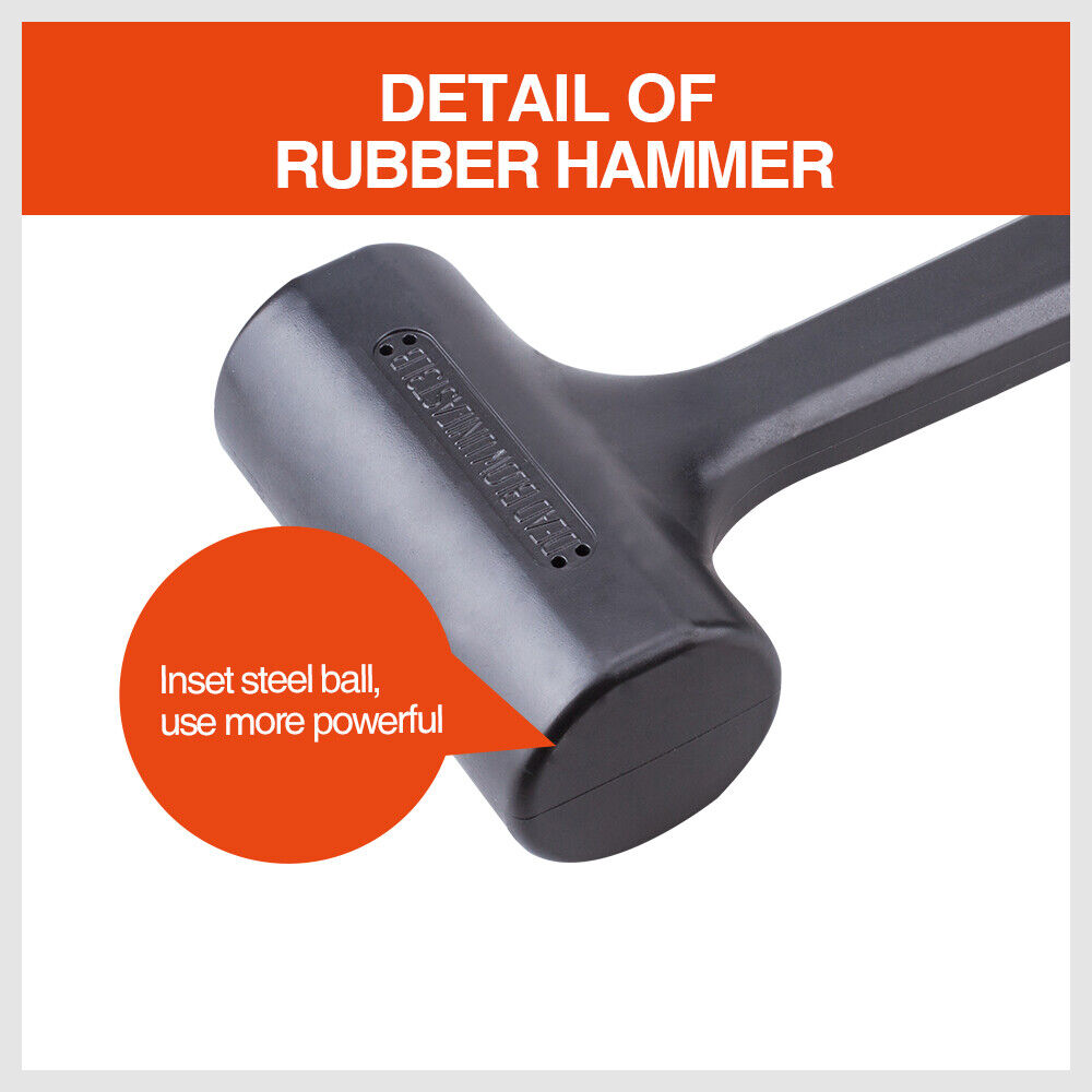 Dead Blow Rubber Mallet Hammer | 2LB | Non-Slip Soft Face for Auto Repair