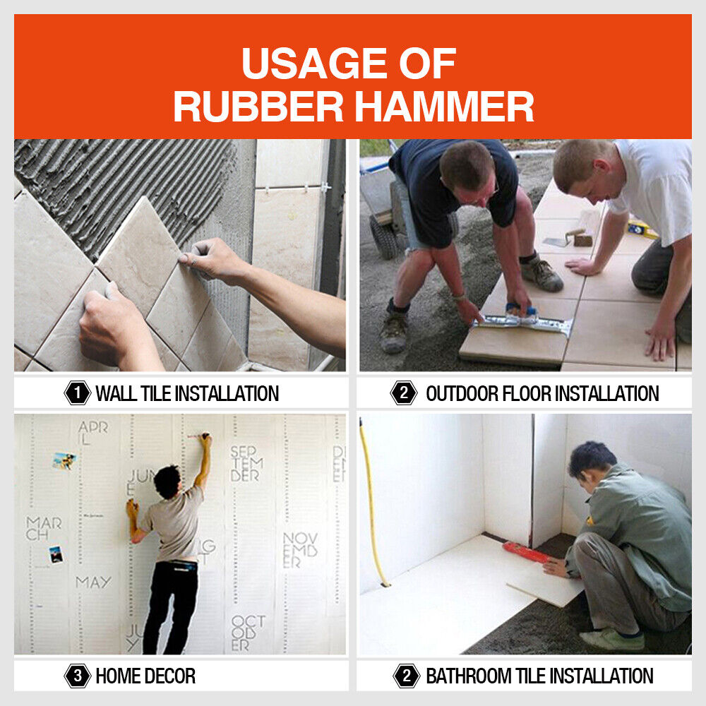 Dead Blow Rubber Mallet Hammer | 2LB | Non-Slip Soft Face for Auto Repair