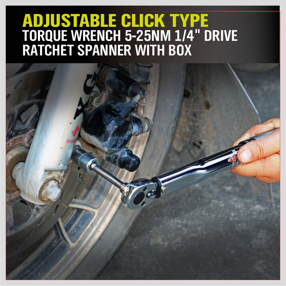 1/4" Drive Click Torque Wrench | 5-25NM Ratchet Spanner | Adjustable Hand Repair