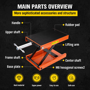 Motorcycle Lift Jack | 205KG Capacity | Motorbike Stand Hoist Repair Work Bench