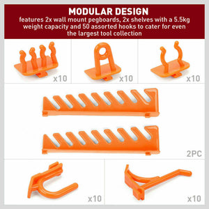 52Pc Wall Mounted Tool Storage Rack | Wrench Spanner Holder | Screwdriver Pliers