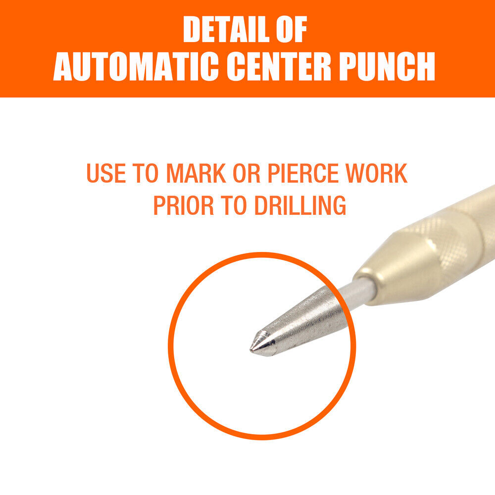 Automatic Centre Punch | 125mm (5") | Spring Loaded Adjustable Metal Drill Tool | Gold Finish