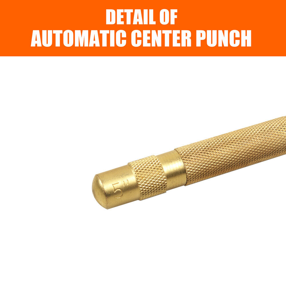 Automatic Centre Punch | 125mm (5") | Spring Loaded Adjustable Metal Drill Tool | Gold Finish