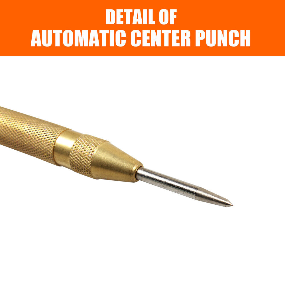 Automatic Centre Punch | 125mm (5") | Spring Loaded Adjustable Metal Drill Tool | Gold Finish