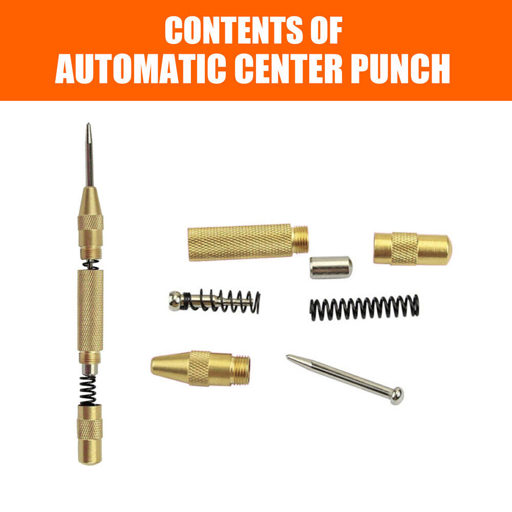 Automatic Centre Punch | 125mm (5") | Spring Loaded Adjustable Metal Drill Tool | Gold Finish