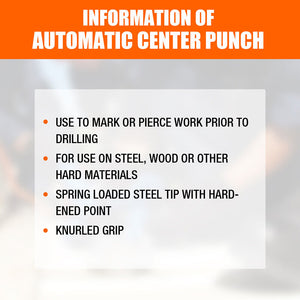 Automatic Centre Punch | 125mm (5") | Spring Loaded Adjustable Metal Drill Tool | Gold Finish