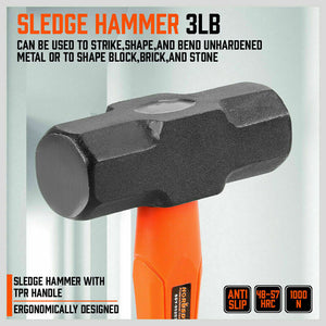 Hammer Set | 5-Piece | Rubber, Ball Pein, Sledge, Cross Pein Mallet with TPR Grip Handles