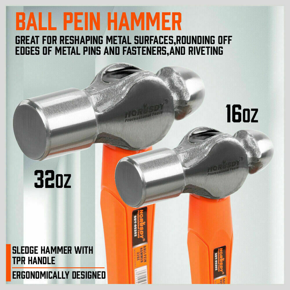 Hammer Set | 5-Piece | Rubber, Ball Pein, Sledge, Cross Pein Mallet with TPR Grip Handles