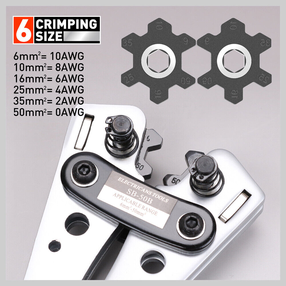 Wire Crimper Cable Tool | 6-50mm² | Electric Tube Crimping Hand Tool | Battery Lug