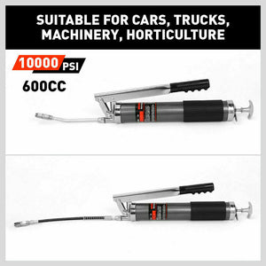 Manual Grease Gun | Heavy Duty | 600CC | Flexible Hose Coupler | 10,000 PSI Oiling Tools