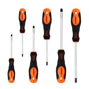 HORUSDY Magnetic Screwdriver Set | 6-Piece | Non-Slip Handle | Phillips & Slotted Tools